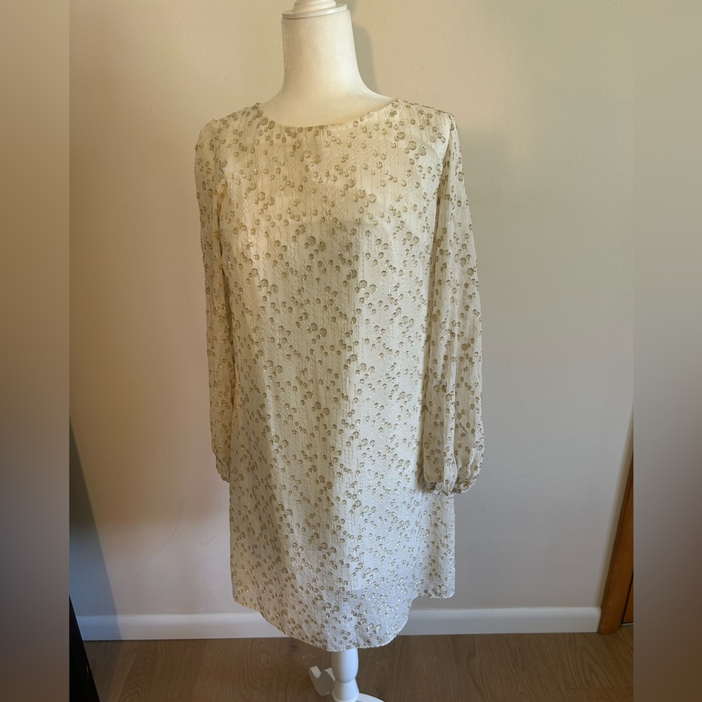 Elegant Cream Dress with gold detailing in size 6 by sail to sable